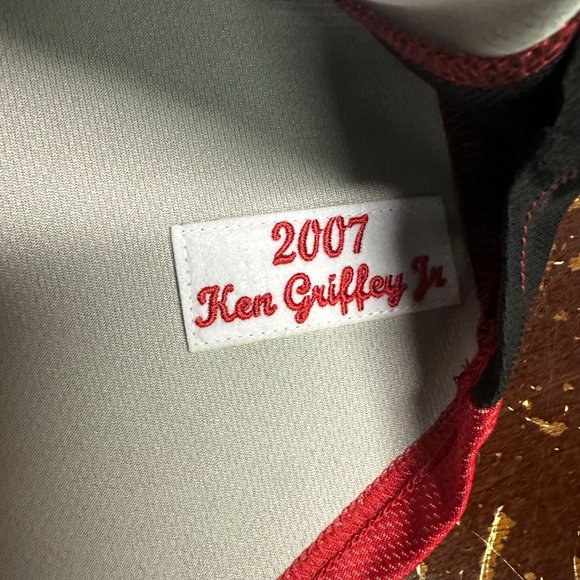 Mitchell & Ness Mens Red Ken Griffey #3 Cincinnati Reds MLB Baseball Jersey Sz L - Picture 5 of 6